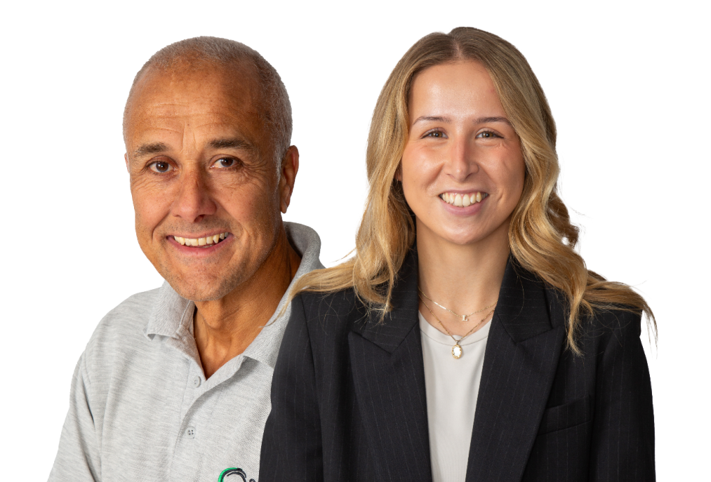 A headshot image of Georgia Howson and Darren George