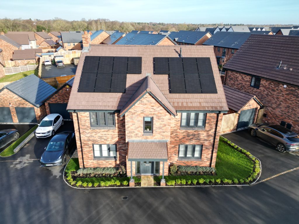 House with solar panels on the roof
