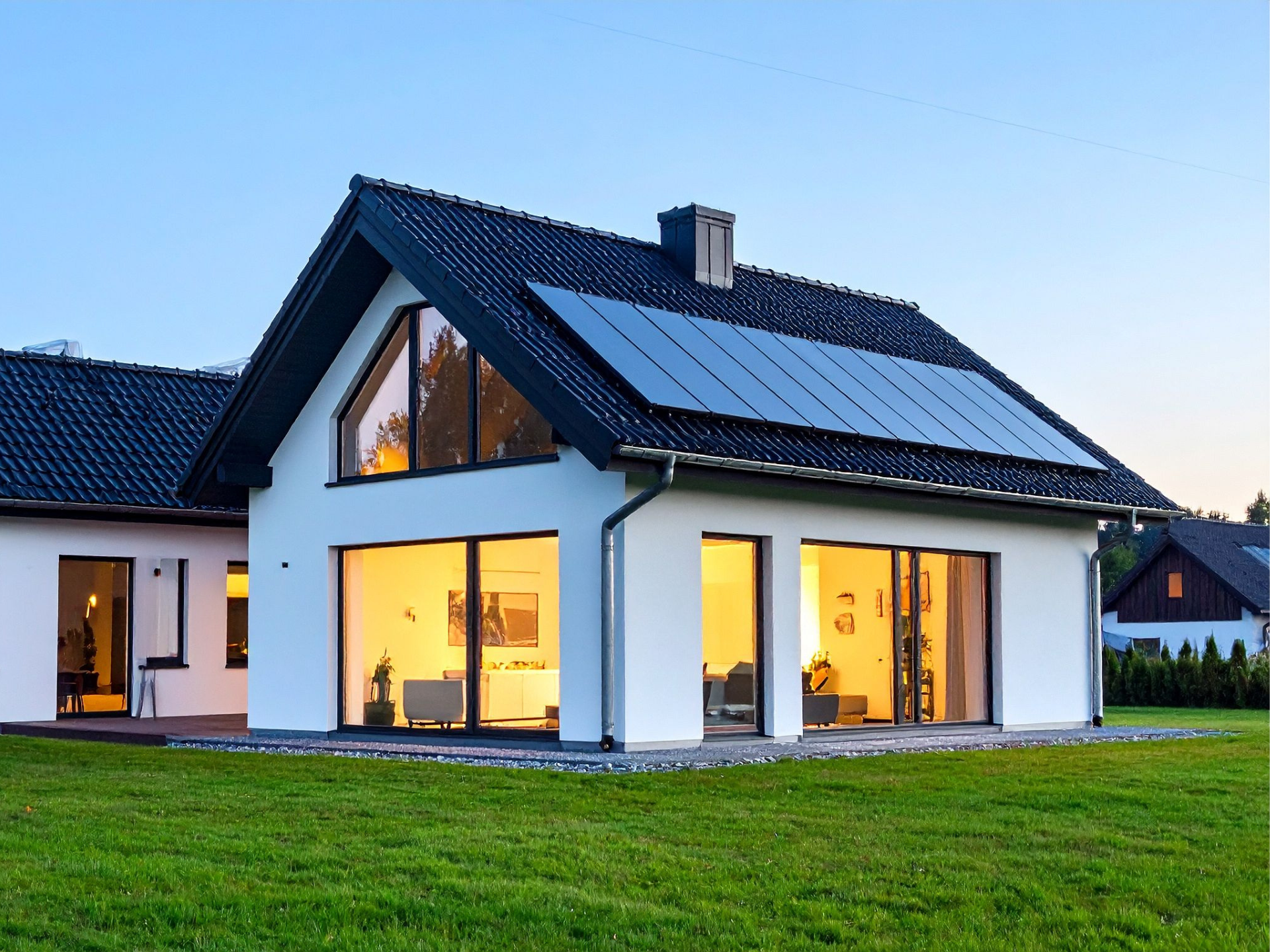 A house with solar panels installed on the roof