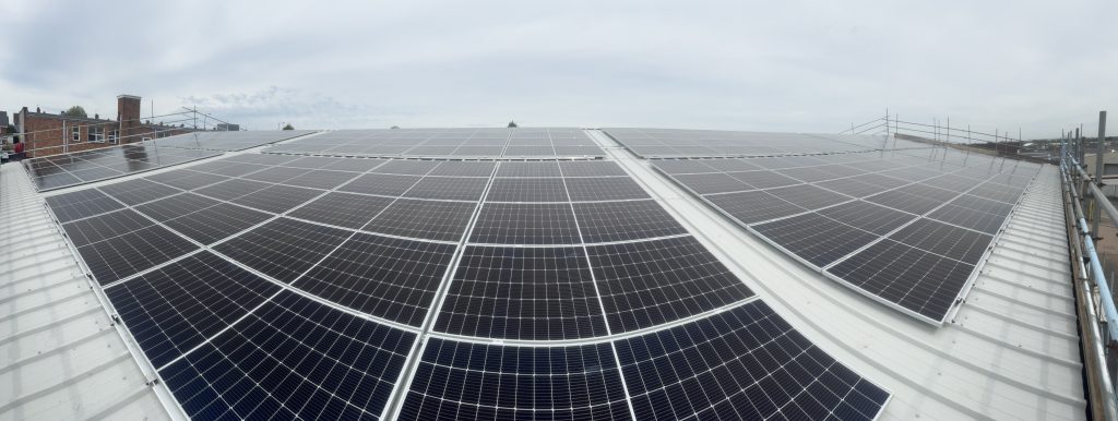 Solar panels installed on the roof at Space Station